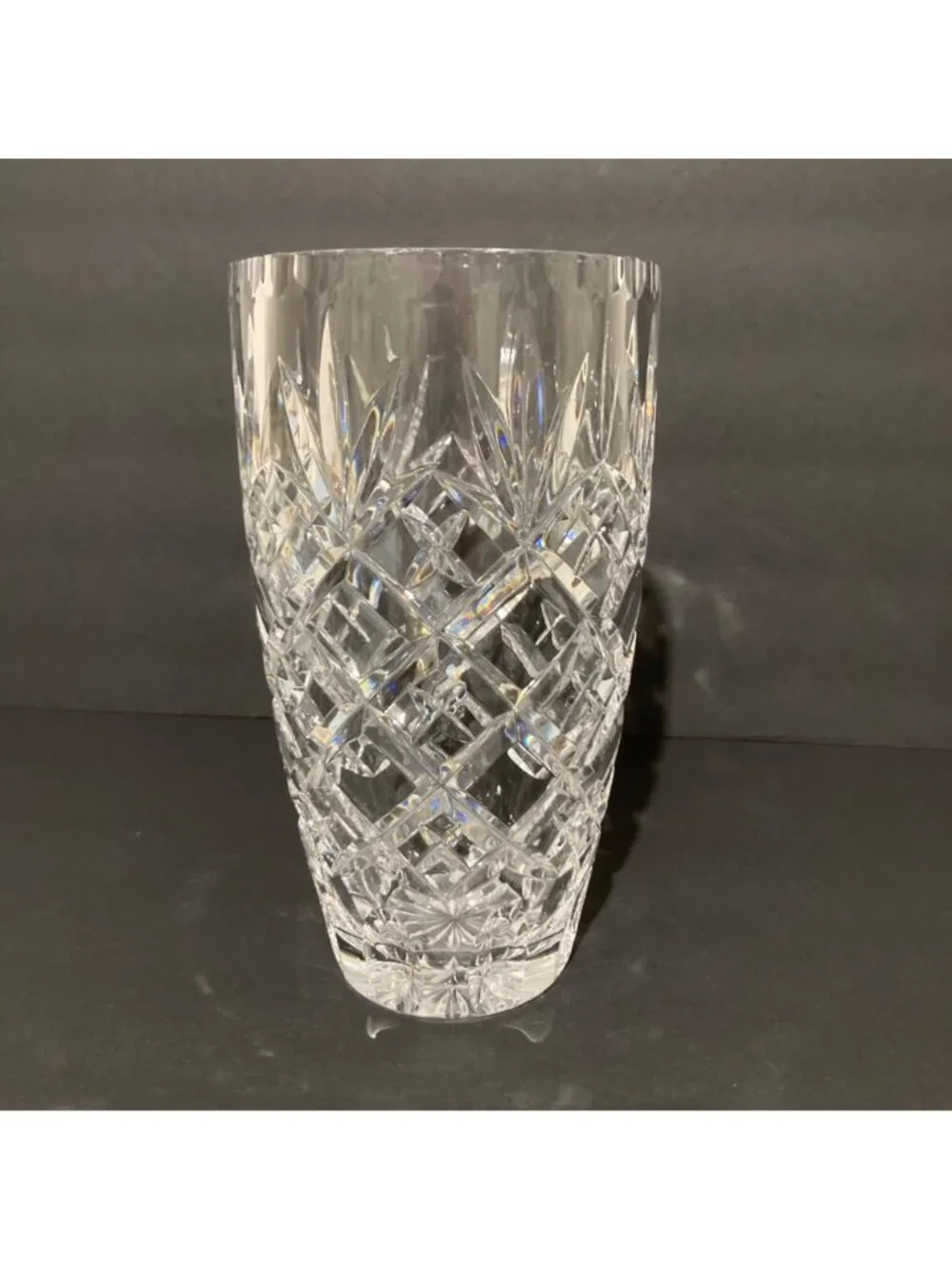 Ceska Hand-Cut Crystal Vase With Intricate Diamond Cut